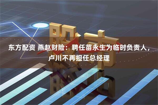 东方配资 燕赵财险：聘任苗永生为临时负责人，卢川不再担任总经理